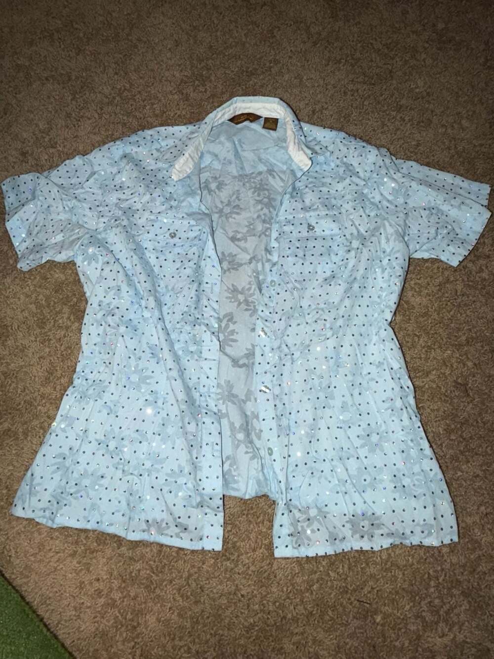 Aura Wrangler Shirt Womens Size L Short Sleeve Western Button Up